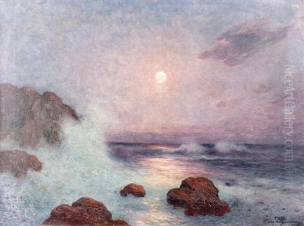 Vagues Au Crepuscule Oil Painting by Ferdinand du Puigaudeau