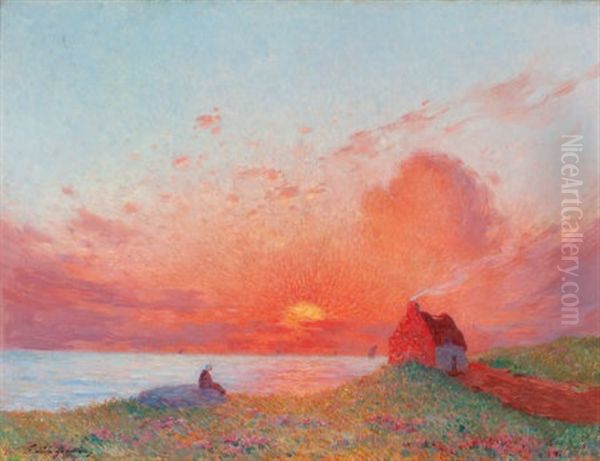 Sunrise Oil Painting by Ferdinand du Puigaudeau