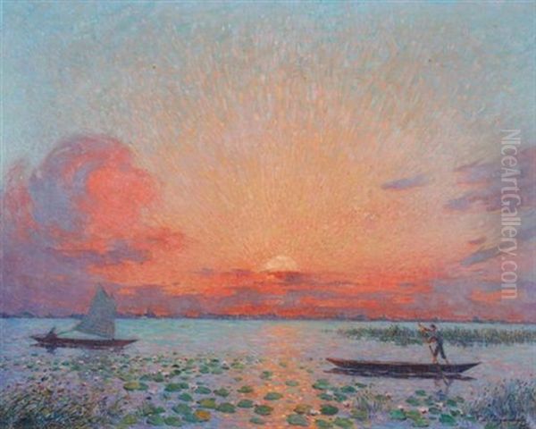 Coucher De Soleil Sur La Briere Oil Painting by Ferdinand du Puigaudeau