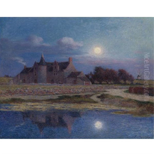 Kervaudu Au Clair De Lune Oil Painting by Ferdinand du Puigaudeau