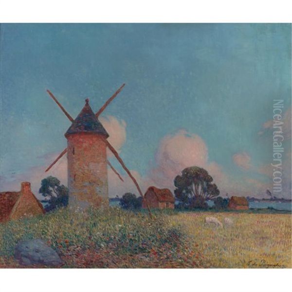 Moulin A Vent Dans Un Paysage Oil Painting by Ferdinand du Puigaudeau