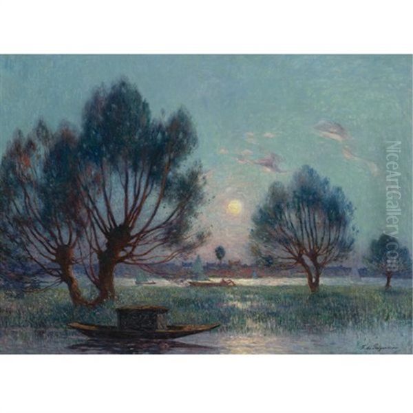 Clair De Lune Au Bord De La Loire Oil Painting by Ferdinand du Puigaudeau