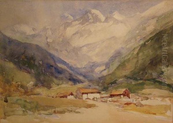 An Alpine Pass Looking Towards Mount Blanc Oil Painting by Francis Abel William Armstrong