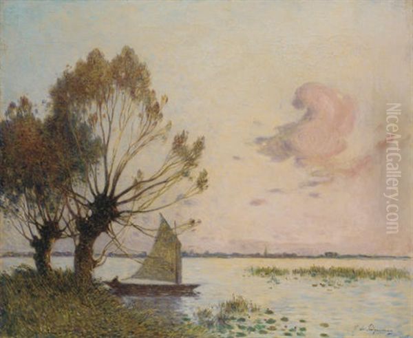 Voilier Sur Le Marais De La Grande Briere Oil Painting by Ferdinand du Puigaudeau