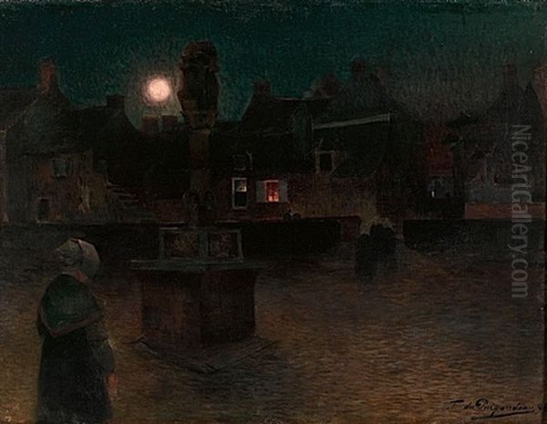 L'office Du Soir Ou Le Calvaire De Rochefort-en-terre Oil Painting by Ferdinand du Puigaudeau