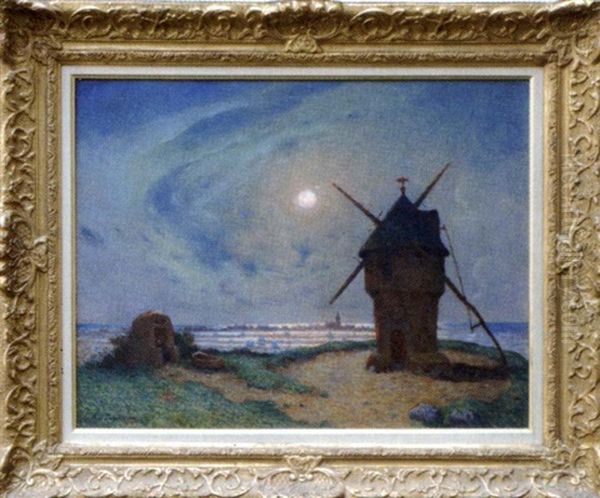 Moulin Au Clair De Lune Devant Le Croizic Oil Painting by Ferdinand du Puigaudeau