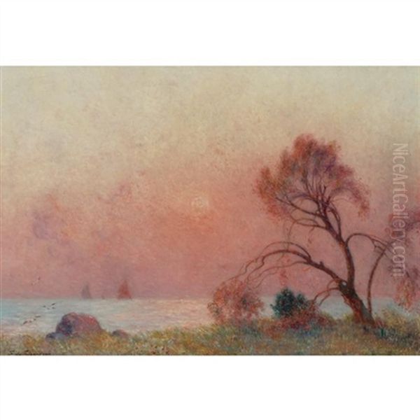 Soleil Couchant Sur La Mer Oil Painting by Ferdinand du Puigaudeau