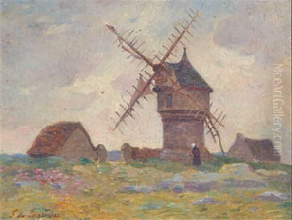 Moulin En Presqu'ile Du Croisic Oil Painting by Ferdinand du Puigaudeau