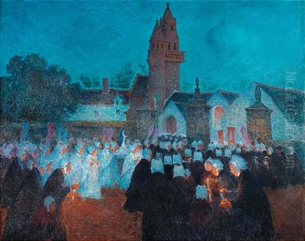 Procession A Henvic Oil Painting by Ferdinand du Puigaudeau