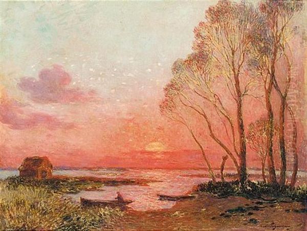 Soleil Couchant Sur La Briere Oil Painting by Ferdinand du Puigaudeau