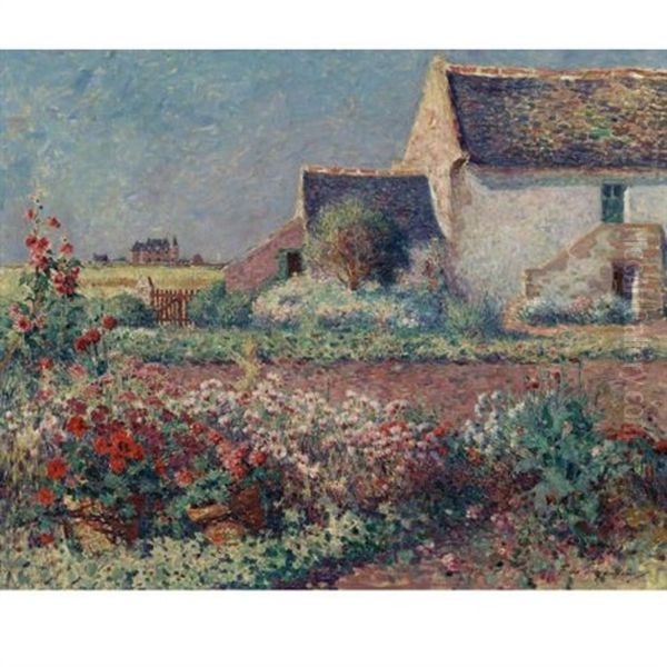 Pots De Geraniums Dans Le Jardin De Kervaudu Oil Painting by Ferdinand du Puigaudeau