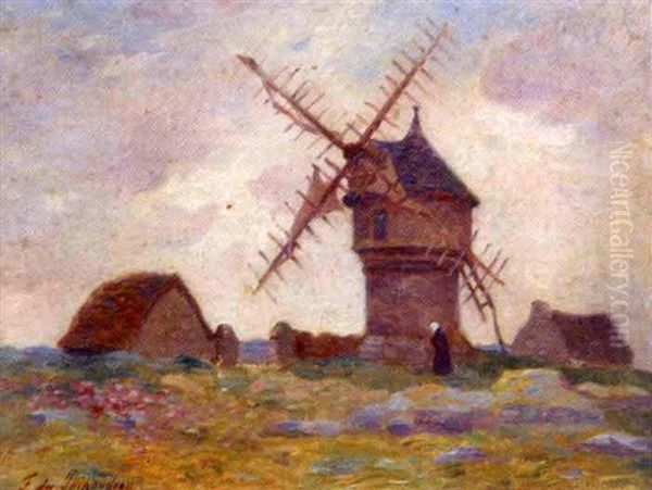 Moulin En Presqu'ile Du Croisic Oil Painting by Ferdinand du Puigaudeau