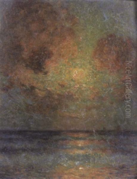 Voiliers Au Soleil Couchant Oil Painting by Ferdinand du Puigaudeau