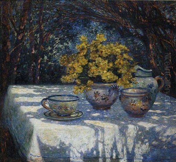 Table Au Bouquet Jaune Oil Painting by Ferdinand du Puigaudeau