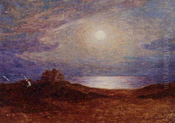 Clair De Lune Sur La Cote De Croisic Oil Painting by Ferdinand du Puigaudeau