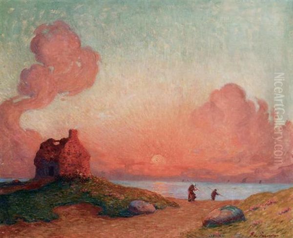 Coucher Du Soleil Oil Painting by Ferdinand du Puigaudeau