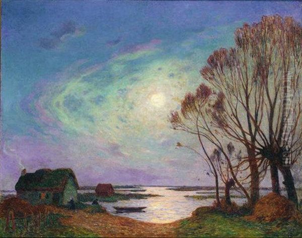 Briere Au Clair De Lune Oil Painting by Ferdinand du Puigaudeau