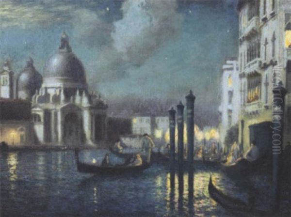 Le Grand Canal, Venise - La Nuit Oil Painting by Ferdinand du Puigaudeau