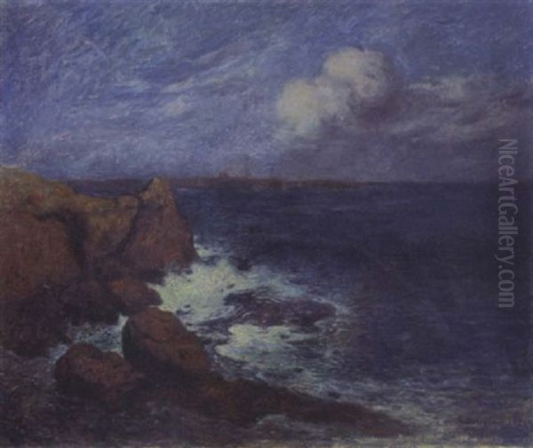 Effet De Vagues Sur Les Rochers Oil Painting by Ferdinand du Puigaudeau