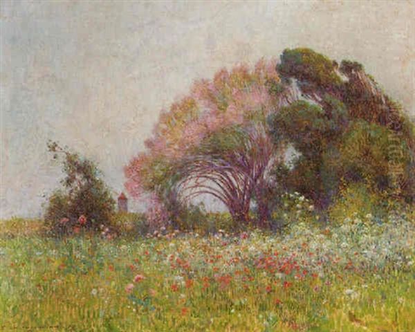 Champ De Coquelicots Et D'ombelles Dans La Region De Batz-sur-mer Oil Painting by Ferdinand du Puigaudeau