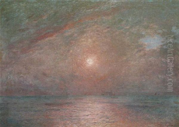 Coucher De Soleil Sur La Mer Oil Painting by Ferdinand du Puigaudeau