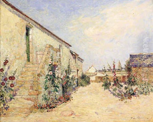 Jardin De Kervaudu, Roses Tremieres Oil Painting by Ferdinand du Puigaudeau