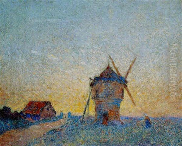 Silhouette Pres D'un Moulin En Bretagne Oil Painting by Ferdinand du Puigaudeau