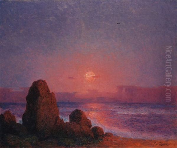 Crepuscule Sur La Lande Bretonne Oil Painting by Ferdinand du Puigaudeau