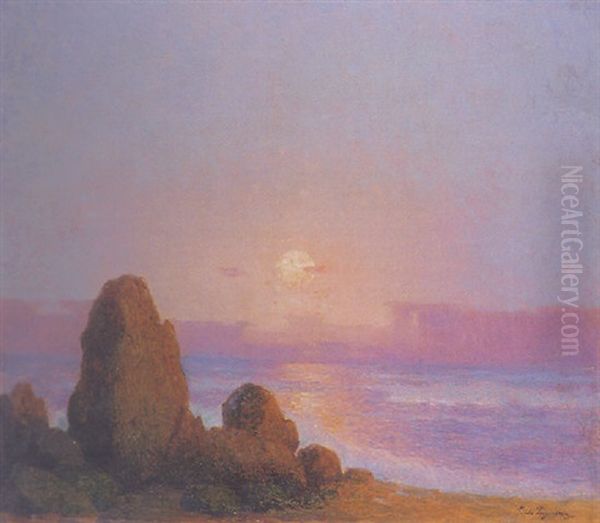 Crepuscule Sur La Lande Bretonne Oil Painting by Ferdinand du Puigaudeau