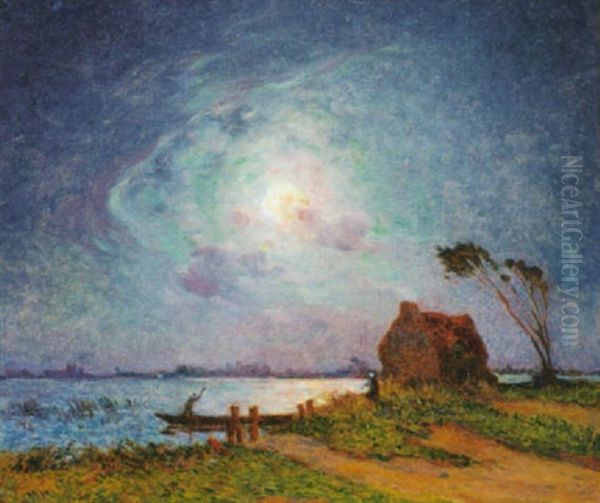 Coucher De Soleil Sur La Briere Oil Painting by Ferdinand du Puigaudeau