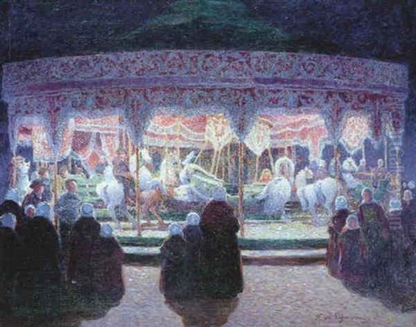 Le Manege Forain, La Nuit, Pont-aven Oil Painting by Ferdinand du Puigaudeau