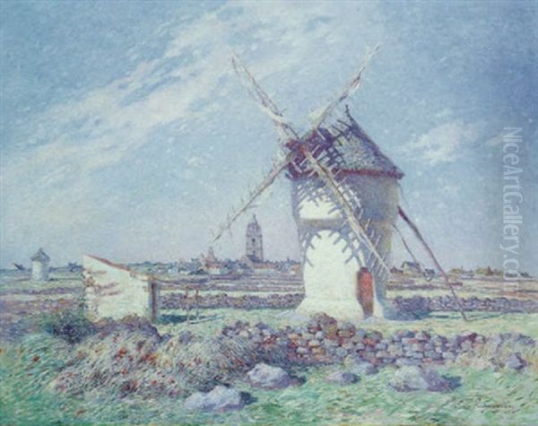 Paysage Au Moulin (batz) Oil Painting by Ferdinand du Puigaudeau