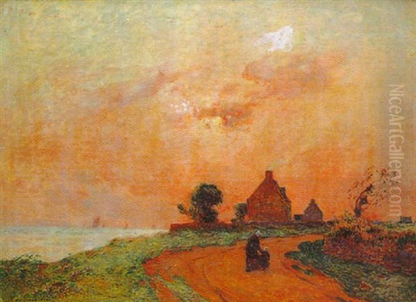 Coup De Vent En Bretagne Oil Painting by Ferdinand du Puigaudeau