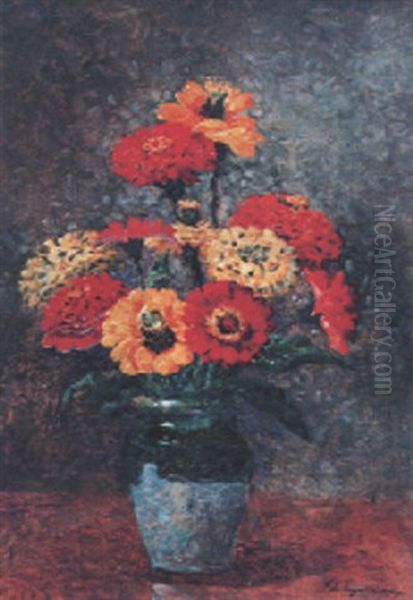 Composition Au Bouquet De Fleurs Et Au Pichet Oil Painting by Ferdinand du Puigaudeau