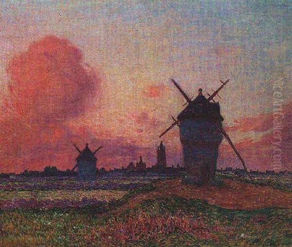 Coucher De Soleil A Bourg De Batz, Bretagne by Ferdinand du Puigaudeau