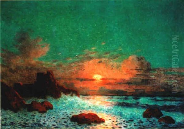 Clair De Lune En Briere - La Nuit Bleue Oil Painting by Ferdinand du Puigaudeau