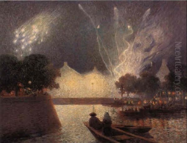 Feu D'artifice Du 14 Juillet Oil Painting by Ferdinand du Puigaudeau