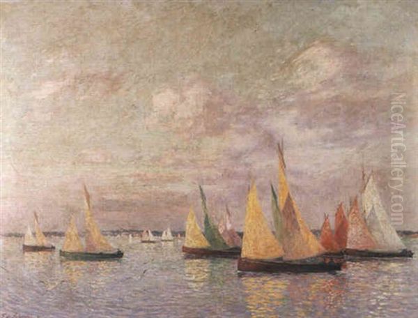 Barques De Peche Au Petit Matin Oil Painting by Ferdinand du Puigaudeau