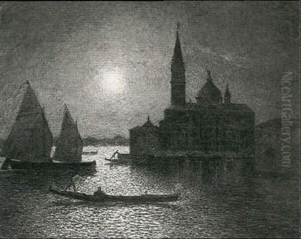 Venise, San Giorgio Au Clair De Lune Oil Painting by Ferdinand du Puigaudeau