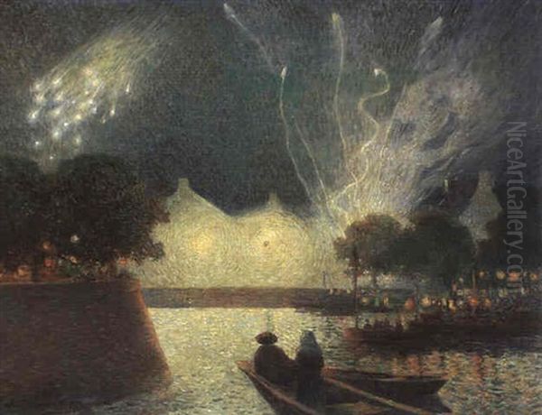 Feu D'artifice Du 14 Juillet Oil Painting by Ferdinand du Puigaudeau