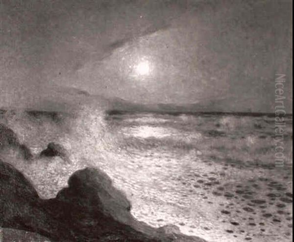 Reflets De Lune Sur La Mer Oil Painting by Ferdinand du Puigaudeau