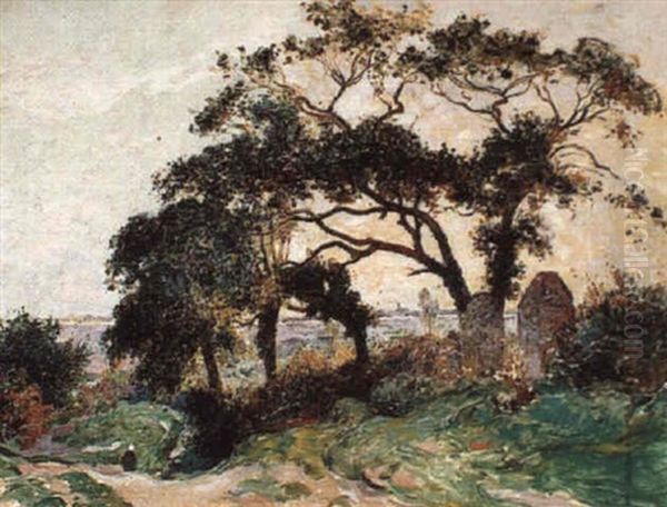 Le Bourg De Batz Et Les Marais Salants Oil Painting by Ferdinand du Puigaudeau