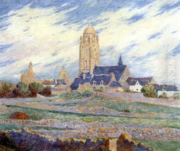 La Chapelle Des Muriers Et L'eglise Du Bourg De Bats Oil Painting by Ferdinand du Puigaudeau