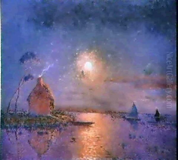 Coucher De Soleil Oil Painting by Ferdinand du Puigaudeau