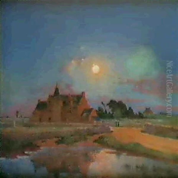 Coucher De Soleil Oil Painting by Ferdinand du Puigaudeau