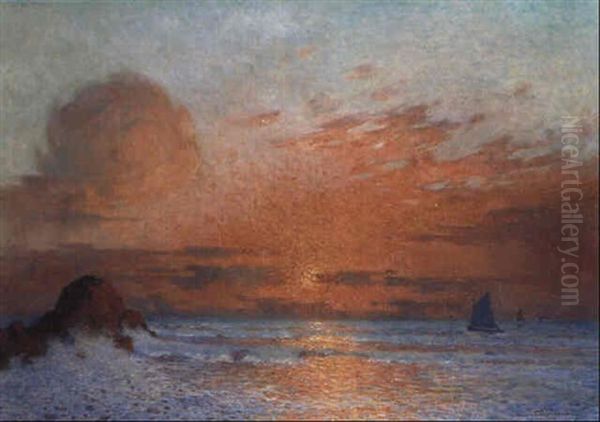 Soleil Couchant Sur La Mer Oil Painting by Ferdinand du Puigaudeau