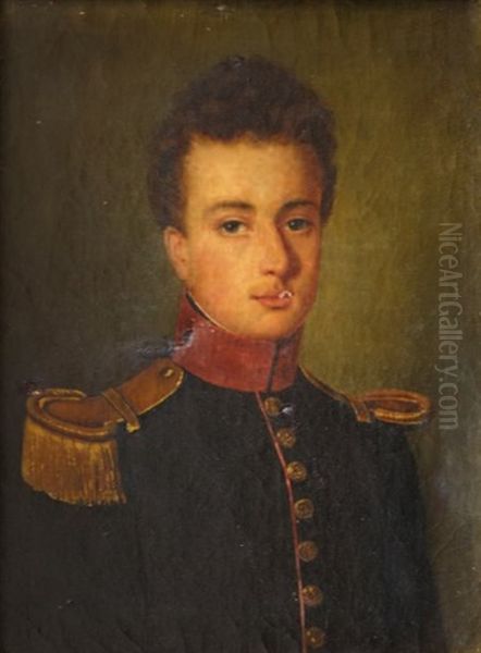 Portrait D'officier Oil Painting by Adolphe Henri Dubasty