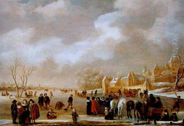 Eisvergnugen Oil Painting by Hendrik Jacobsz Dubbels