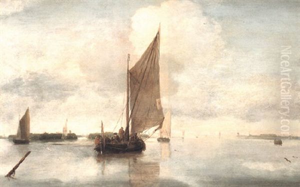 Dutch Smalschip And Other Vessels Oil Painting by Hendrik Jacobsz Dubbels