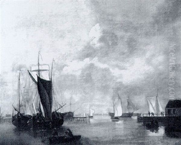 Hafen Mit Ankernden Schiffen Oil Painting by Hendrik Jacobsz Dubbels